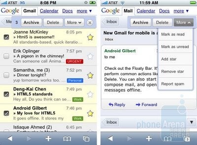 Gmail with floating bar - New Google goods for iPhone and Android users