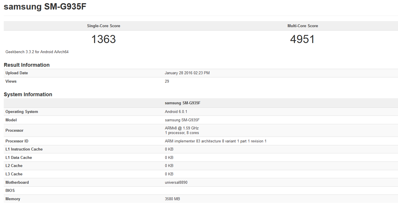 Samsung Galaxy S7 edge visits Geekbench - Samsung Galaxy S7 edge takes a run through Geekbench