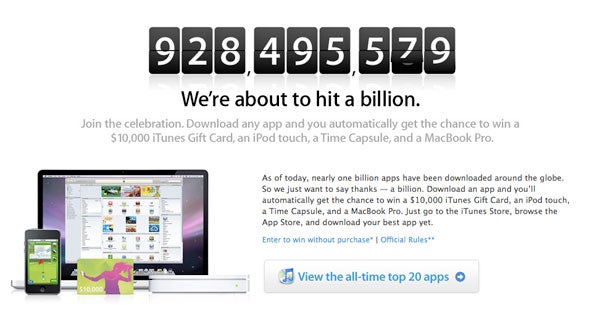 Apple celebrates 1,000,000,000 apps downloaded this month?