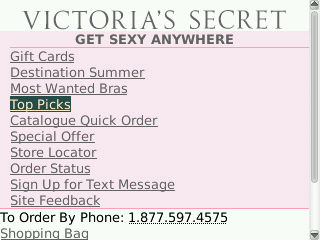 Victoria Secret's mobile web site has something for every body