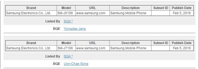 Samsung's new Galaxy J5 (2016) and Galaxy J7 (2016) revealed through Bluetooth SIG