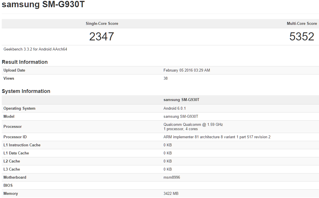 Galaxy S7 for T-Mobile reports for benchmarking, scores higher than the AT&amp;T version