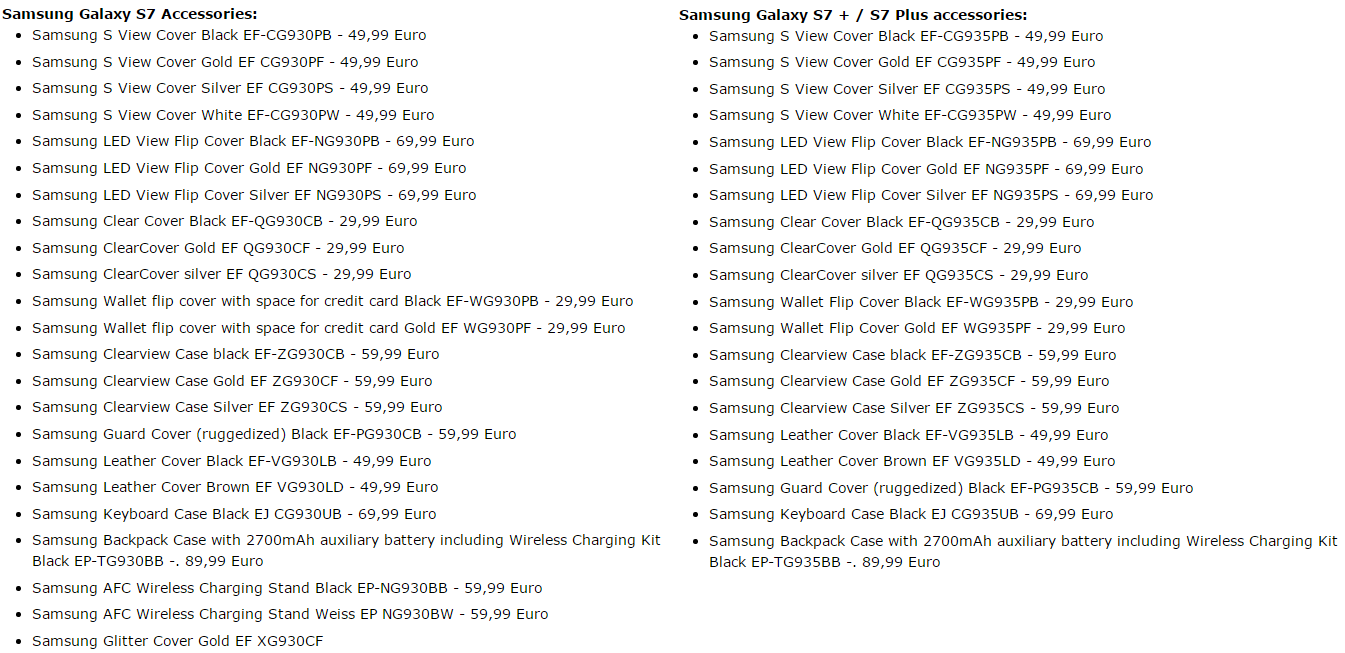 Leaked accessories list for the Galaxy S7 family suggests Samsung will mirror Apple with a battery case