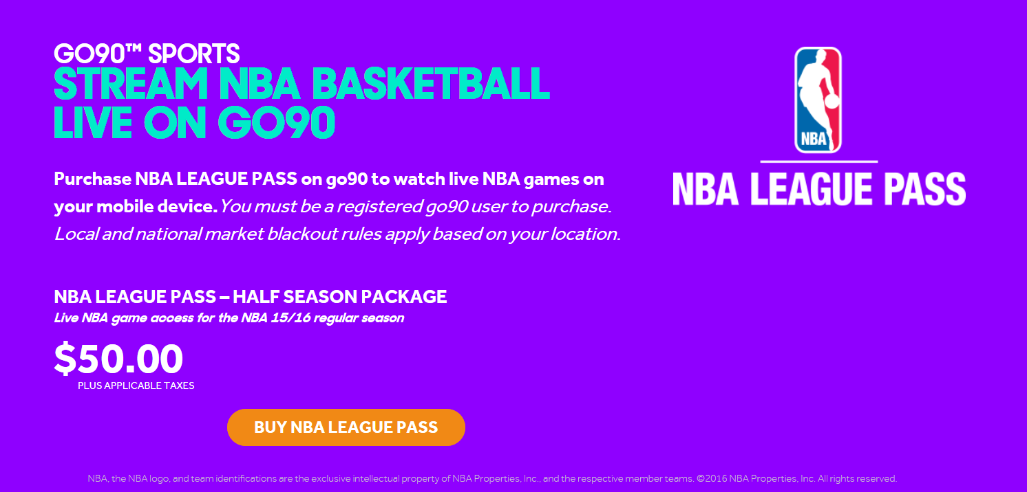 All go90 subscribers can stream five free NBA games using the app