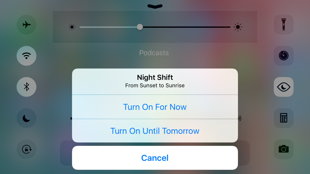Night Shift's Control Center shortcut has scored a new tooltip - iOS 9.3 beta 3 now out, support for Verizon Wi-Fi calling is the biggest new feature