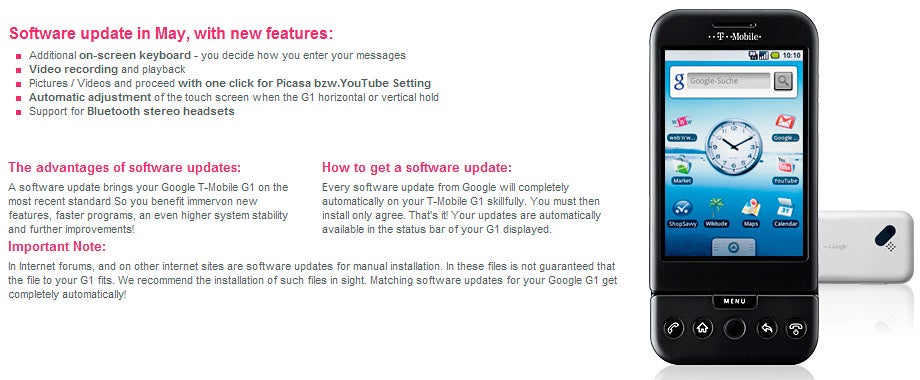 Cupcake upgrade coming in May for T-Mobile Germany&#039;s customers