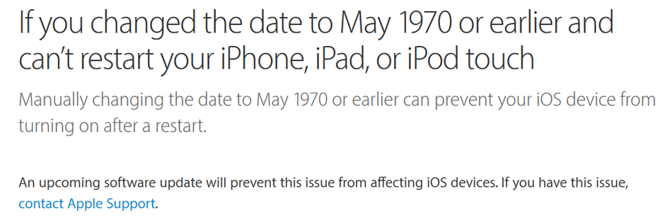 Apple To Send Fix For 1970 Date Bug Devices Can Be Affected By Setting