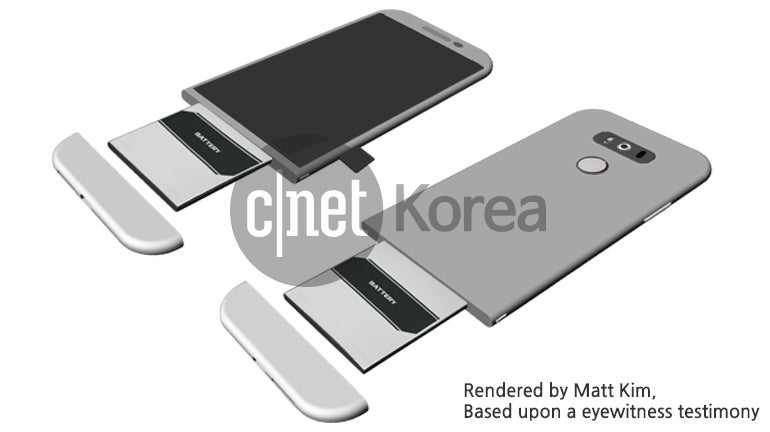 LG G5&#039;s purported Magic Slot mechanism - LG G5 with a mysterious and bulky Magic Slot module on board leaks out
