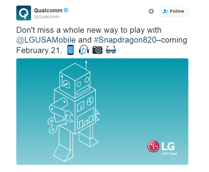Qualcomm all but confirms that the LG G5 will use the Snapdragon 820
