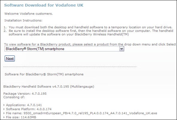 Vodafone releases official 4.7.0.141 OS upgrade for Storm 9500