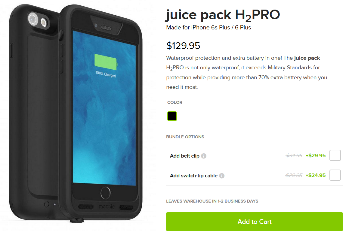 The Mophie juice pack H2Pro keeps your Apple iPhone 6 Plus and Apple iPhone 6s Plus safe from drops, dust and water - IP68 certified Mophie juice pack H2Pro now available for Apple iPhone 6 Plus and iPhone 6s Plus