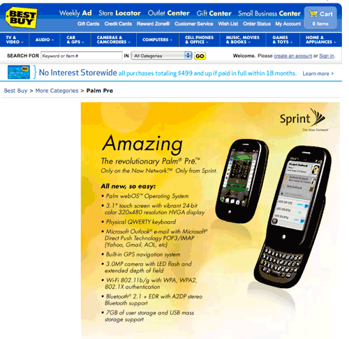 Best Buy continues to promote the Pre; phone to be launched in Tuesday's WSJ?