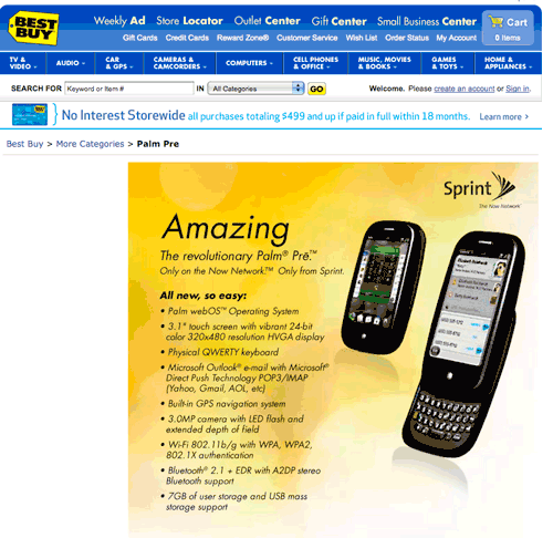 Best Buy continues to promote the Pre; phone to be launched in Tuesday&#039;s WSJ?