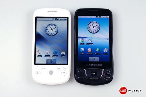 Photo shoot of HTC Magic &amp; Samsung I7500 shows comparisons