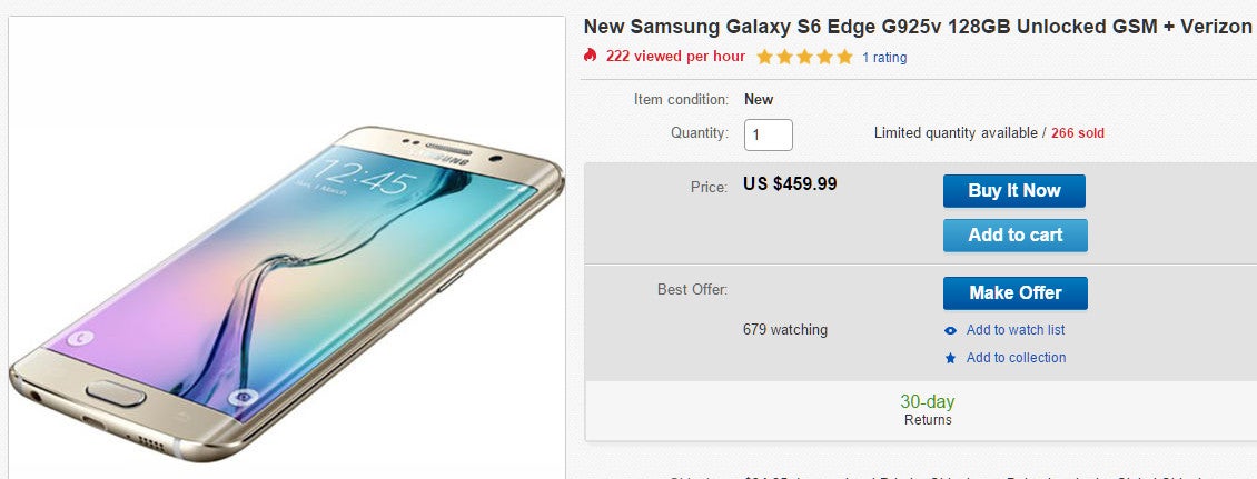 S7 edge pricey for you? Get the 128 GB S6 edge for just $460