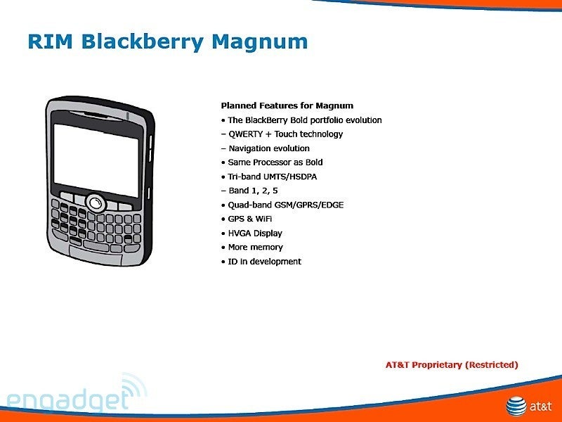 The BlackBerry Magnum sports both a QWERTY keyboard and a touchscreen - BlackBerry Magnum, Onyx, Gemini and Pearl 3G coming to AT&amp;T