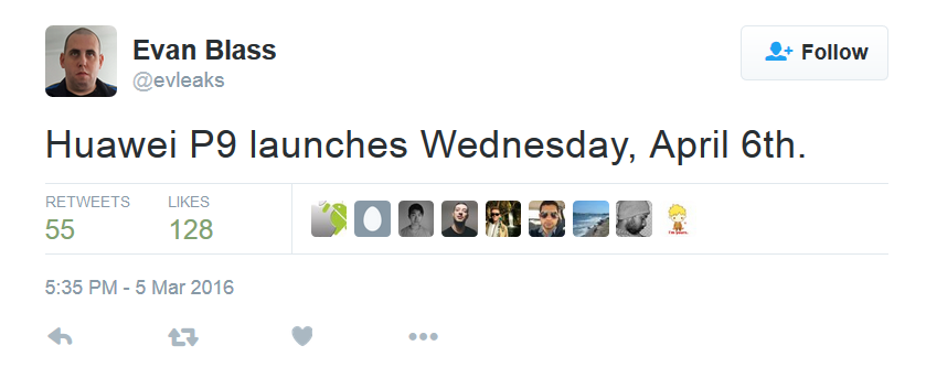 The Huawei P9 will launch on April 6th says tipster Evan Blass - Circle your calendar: Huawei P9 rumored to launch April 6th