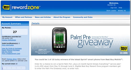 Best Buy contest to win Palm Pre and 6 months of service starts today-or does it?