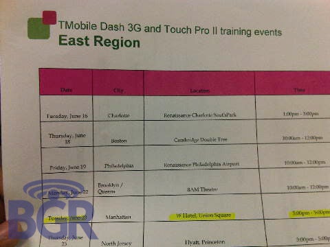T-Mobile to start training on HTC's Touch Pro2 and Dash 3G on June 16th?