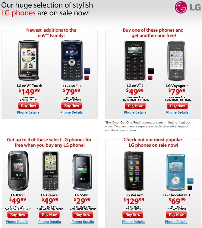 LG phones on sale at Verizon