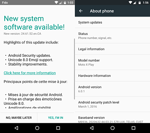 Motorola Moto X Play begins to receive the Android 6.0.1 Marshmallow update