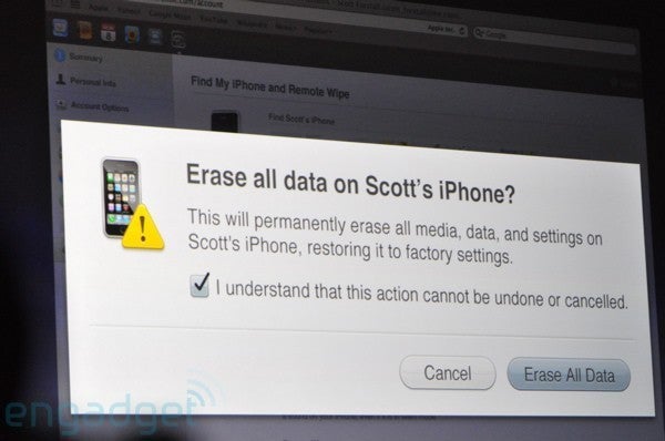Wipe command in Find My iPhone - Apple shows some new iPhone 3.0 OS features