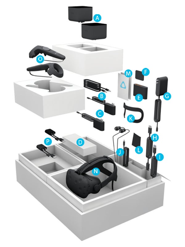 HTC offers a peek at the 20 accessories bundled with its Vive VR headset