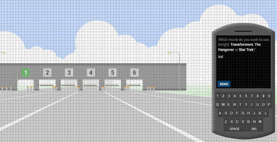 Test your ability to text while driving with this 2009 game developed by the New York Times - Online game developed by the NY Times in 2009, tests how well you can text and drive
