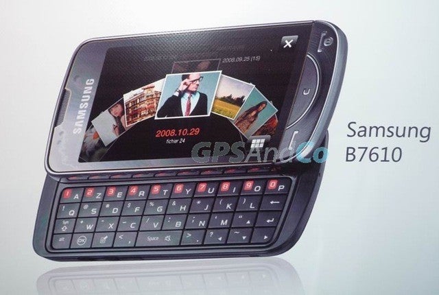 Note that the Louvre has an AZERTY keyboard here,but its global version will surely have a QWERTY one. - Samsung Louvre B7610 is a QWERTY side-slider, and the B5100 is a Symbian S60 smartphone