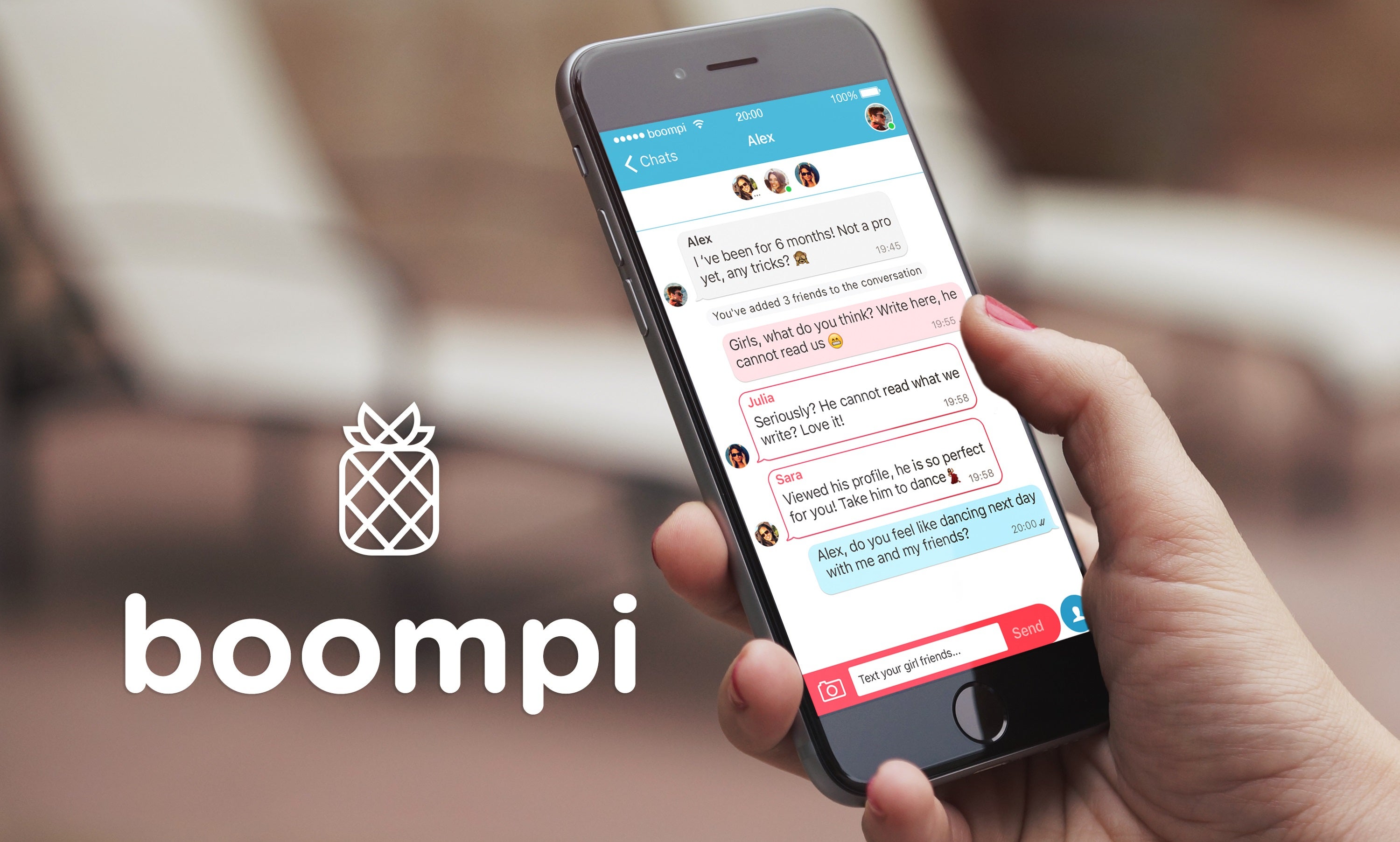 Boompi is the dating app that lets girls invite their girl friends to spy on convos with boys