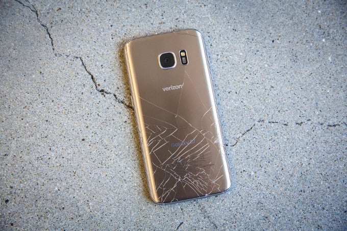 Galaxy S7 and S7 edge are very easy to crack when dropped on both sides (image courtesy of CNET) - Galaxy S7 edge screen replacement is $270, are you currently paying phone insurance?