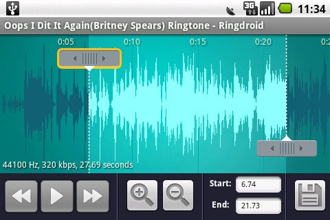 RingDroid has a simple, easy to use interface - RingDroid allows Android users to create their own ringtones