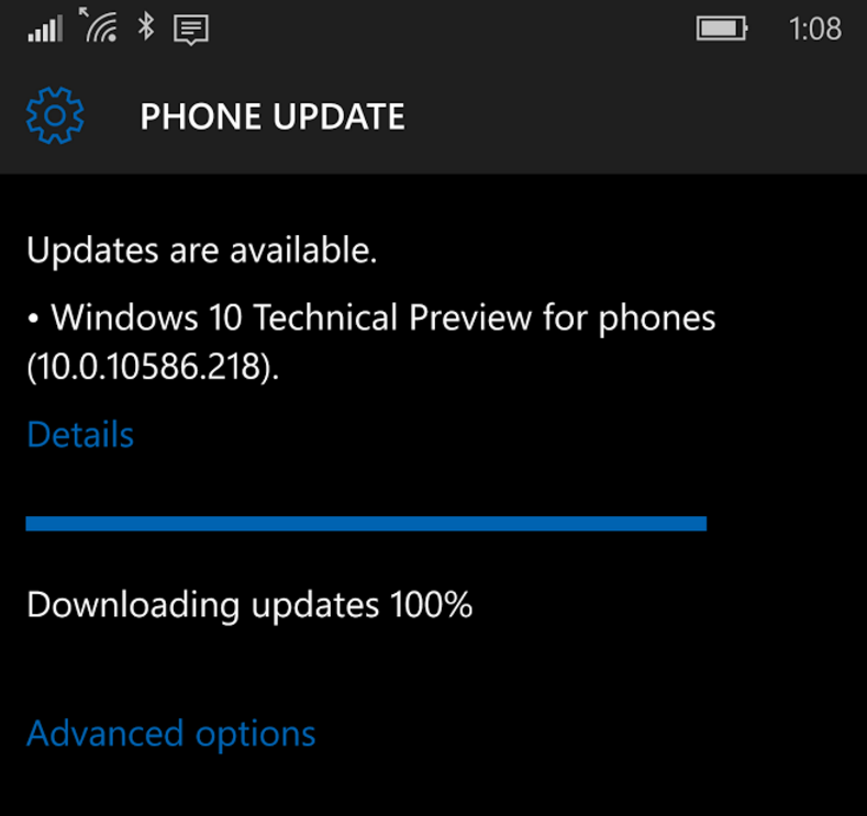 Windows 10 Mobile build 10586.218 is now available for the Release Preview ring - Latest build of Windows 10 Mobile, 10586.218, now available for Insiders on the Release Preview ring