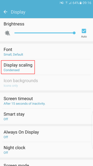 The Samsung Galaxy S7 now officially features a display scaling setting