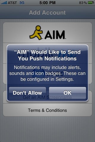 AIM with push notifications is available on App Store