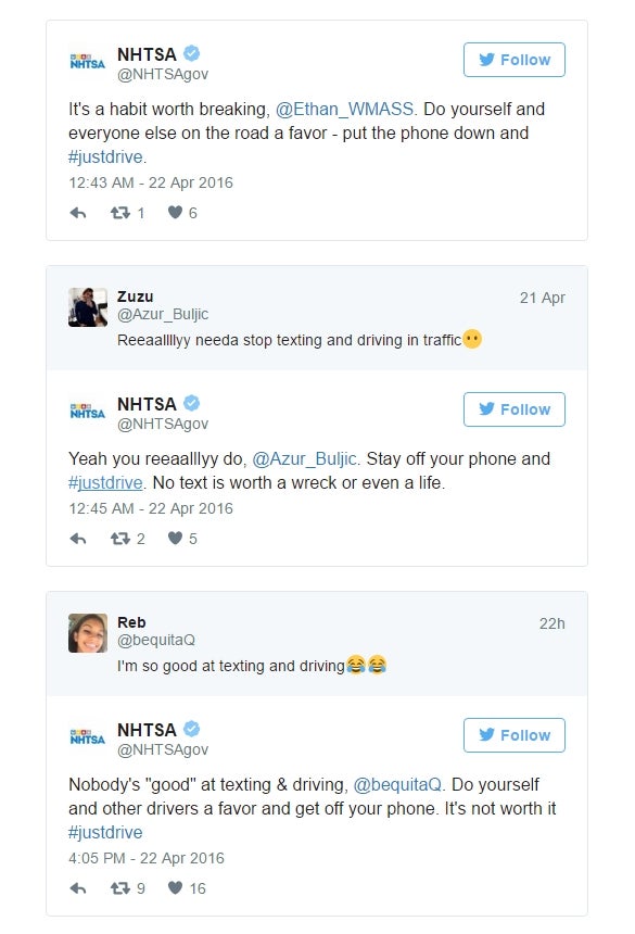 The NHTSA really wants to stop texting and driving, will publicly shame you on Twitter to do it