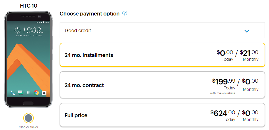 Pay $21 a month for the HTC 10 from Sprint and save $120