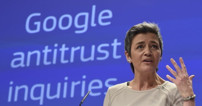 EU commissioner Margrethe Vestager is bringing the hammer on Google. - Google will have to pay a $3.4 billion fine in Europe for anti-competitive practices