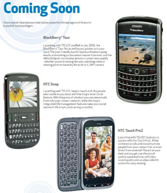 Best Buy flyer shows off Telus&#039; BlackBerry Tour and HTC Touch Pro2 and Snap
