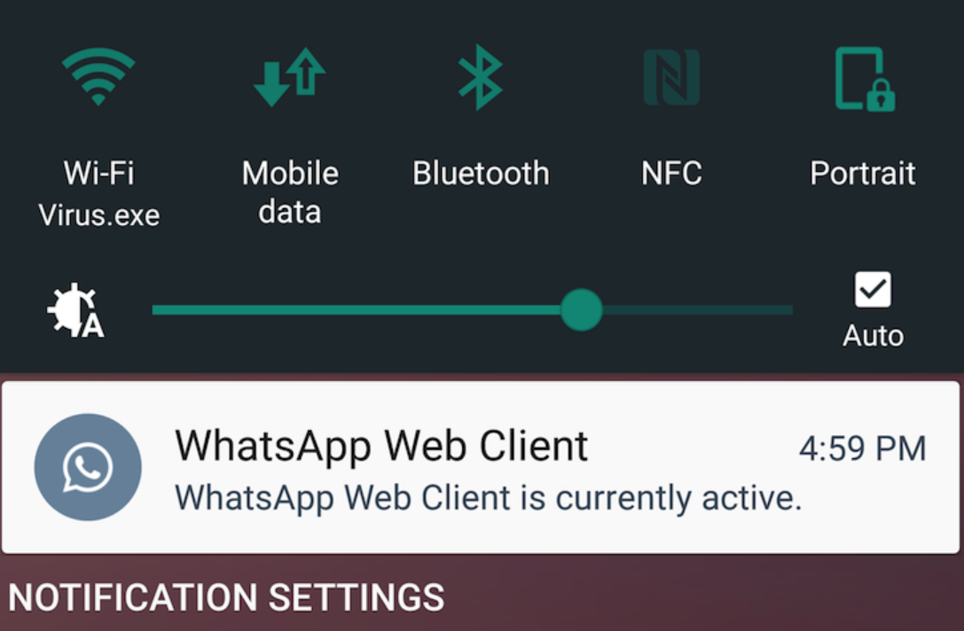 WhatsApp notification alerts you to the fact that you have the WhatsApp Web client open on your computer - New WhatsApp notification alerts you when the web client is open