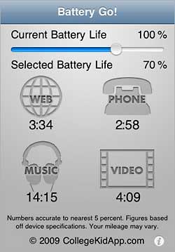 Battery Go! App for the iPhone tracks your power consumption