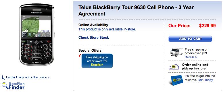 Save $20 on Telus' BlackBerry Tour at Best Buy Mobile