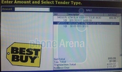 Best Buy selling Verizon BlackBerry Tour for $99.99