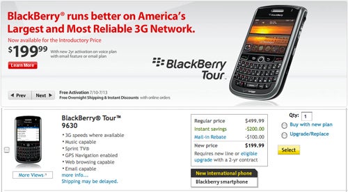 Verizon and Sprint launch the BlackBerry Tour 9630
