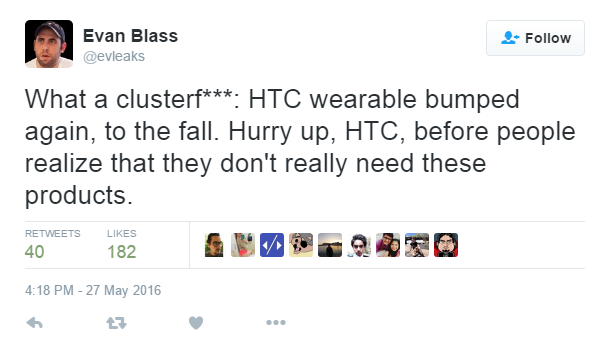 HTC is rumored to be delaying its smartwatch again - HTC smartwatch delayed again, this time until the fall