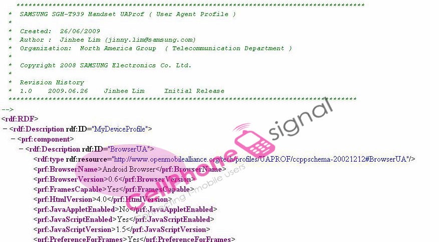An internal Samsung document revealsthe Behold2 will sport the Android Browser - Samsung Behold2 T939 to run on Android?