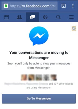 Facebook forcing Android users to download its Messenger app, chat on mobile site going away?