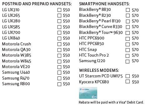 U.S. Cellular rebate sheet - U.S. Cellular to launch the Touch Pro2, Snap and BB Tour soon