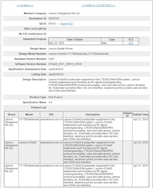 The Motorola Moto E is now Bluetooth certified - Second-generation Motorola Moto E (2016) receives its Bluetooth certification?