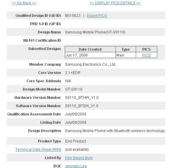 Samsung S9110 and SCH-i920 got their Bluetooth certificates